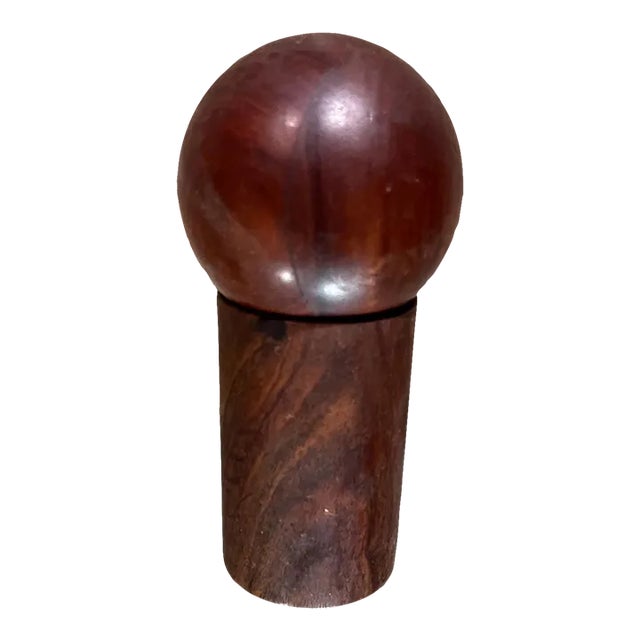 1960s Modern Nesting Salt & Pepper Shaker Rosewood Ball + Cylinder Mid-Century For Sale