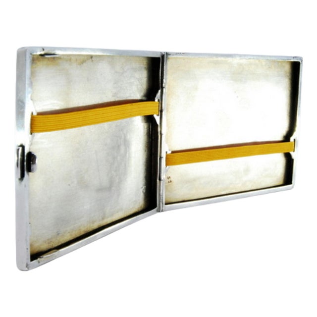 Silver Cigarette Case with Engraved Geometric Figures For Sale