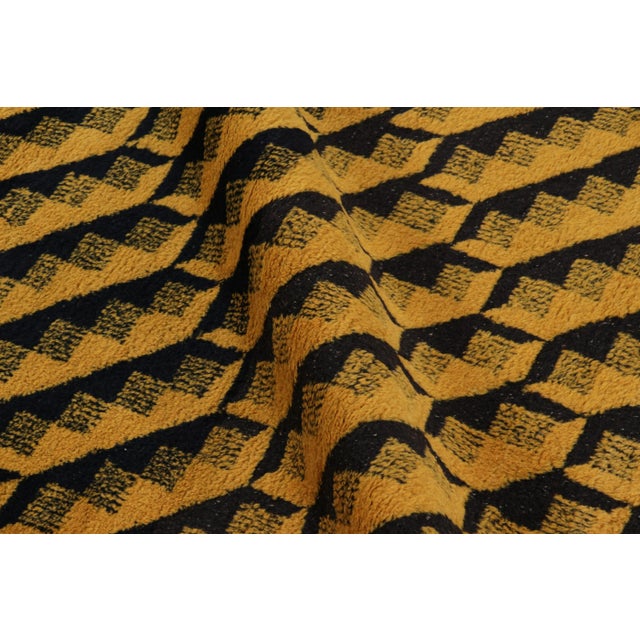 Vintage Zeki Müren Rug With Gold and Black Geometric Patterns | Rug & Kilim For Sale In New York - Image 6 of 7
