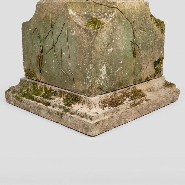 English Garden Basin on Patinated Stone Pedestal, 1920s For Sale - Image 12 of 16