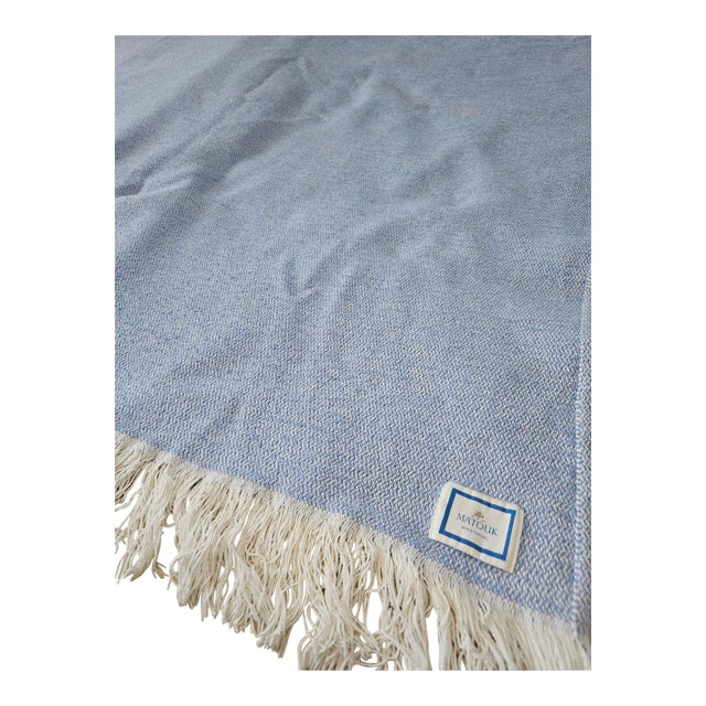 Matouk Cotton Finged Blanket Throw Pale Pink 60”x54” Cotton For Sale