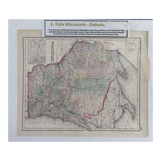 Antique 19th Century o.w. Gray & Son "Wisconsin - Dakota" Map (Two-Sided, 16"x20") For Sale