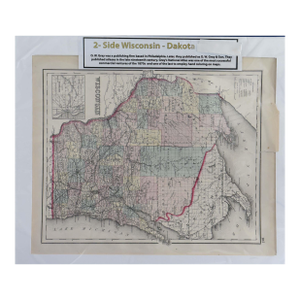 Antique 19th Century o.w. Gray & Son "Wisconsin - Dakota" Map (Two-Sided, 16"x20")
