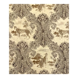 P. Kaufmann "Madagascar" Cheetah Toile Slub Linen Blend Fabric- 2.5 Yards For Sale
