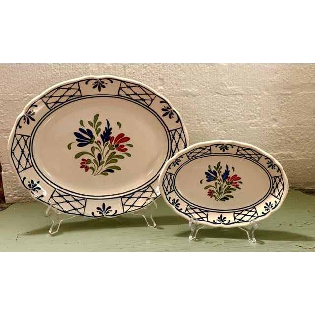 A pair of vintage Johnson Brothers Provincial pattern scalloped platters. Made in England, Genuine Hand Engraving, Acid...
