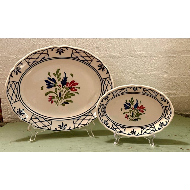 A pair of vintage Johnson Brothers Provincial pattern scalloped platters. Made in England, Genuine Hand Engraving, Acid...