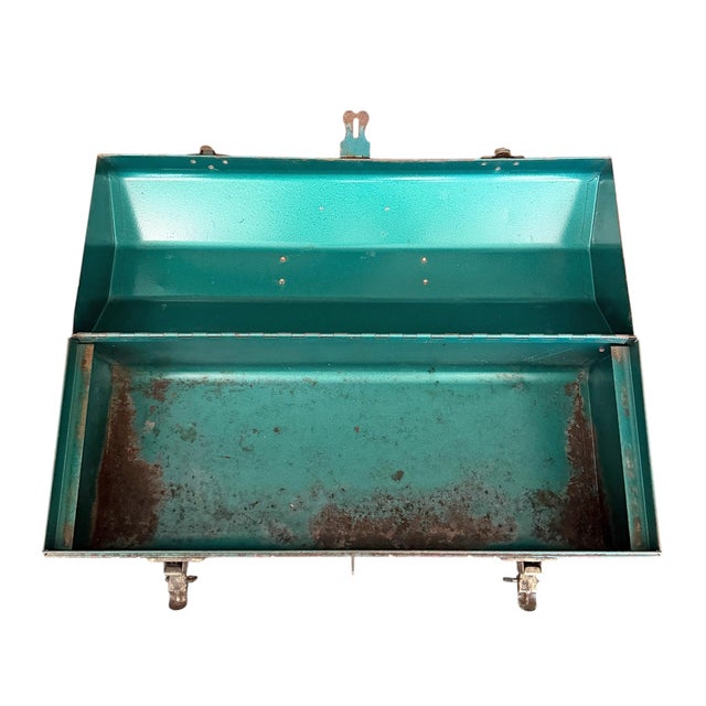 Metal Vintage American Folk Art Toolbox For Sale - Image 7 of 18