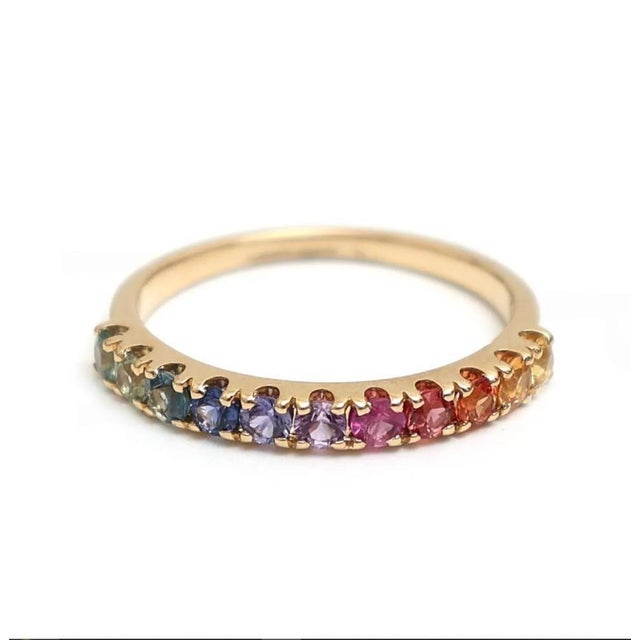 Natural 0.54 cts rainbow sapphire ring in 18k gold For Sale In New York - Image 6 of 6