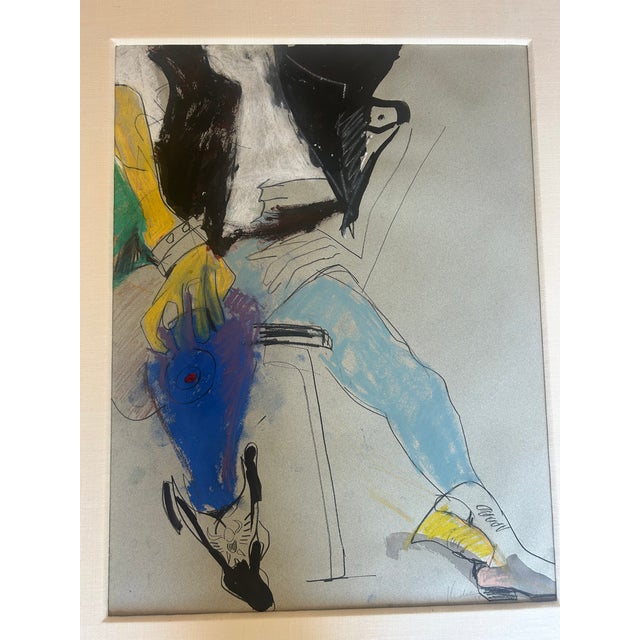 Contemporary Western Figurative Mixed Media Drawing, Signed & Framed For Sale In Los Angeles - Image 6 of 8