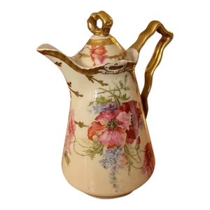 Late 19th Century Hand Painted and Gilded Porcelain Pitcher/Chocolate Pot