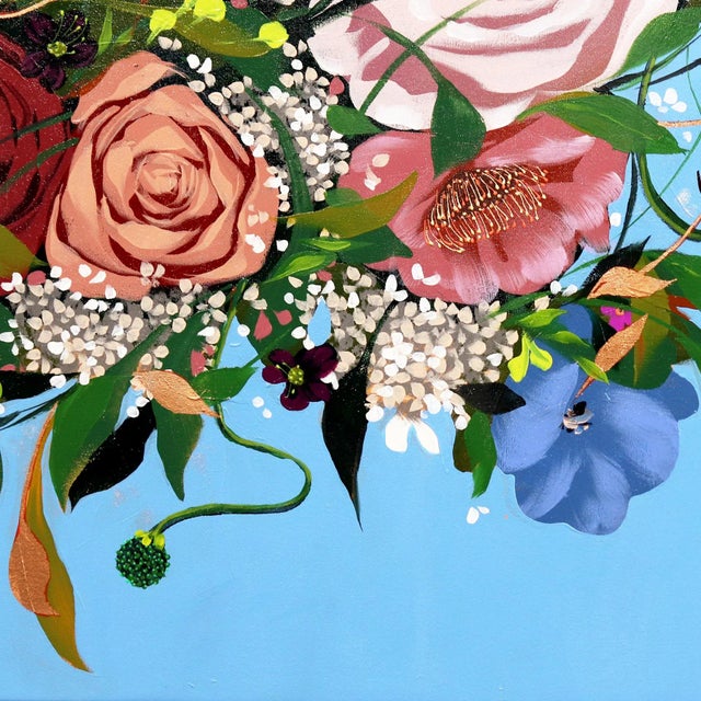 Angela - Floral Portrait Original Artwork by Sally K For Sale - Image 4 of 9