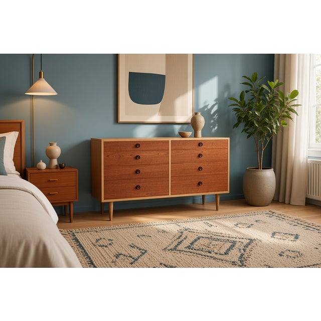 Vintage Double Chest of 8 Drawers in Teak and Oak by Børge Mogensen for Karl Andersson & Söner, 1960s For Sale - Image 11 of 18