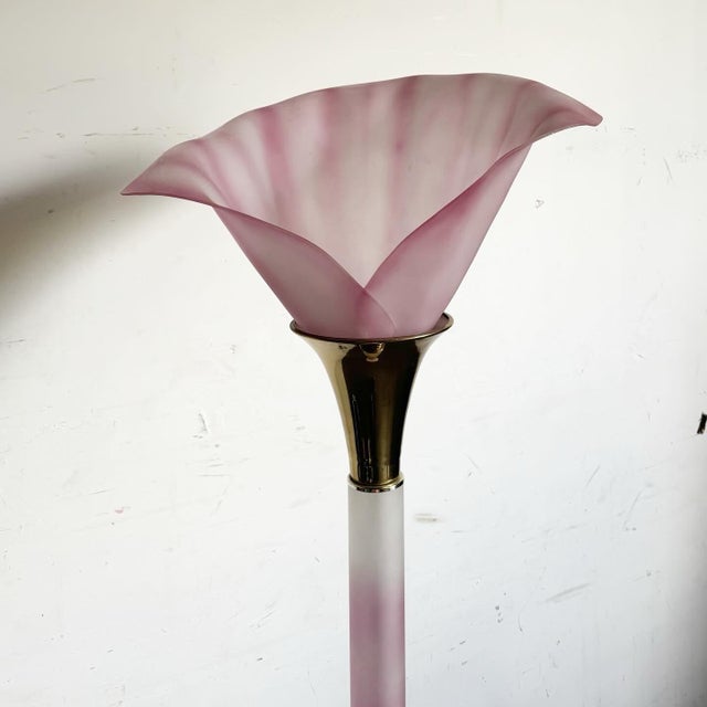 Postmodern Postmodern Pink and Gold Calla Lily Floor Lamp For Sale - Image 3 of 12
