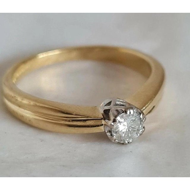 Metal 18ct Yellow Gold Diamond Solitaire Ring, 1994 For Sale - Image 7 of 12