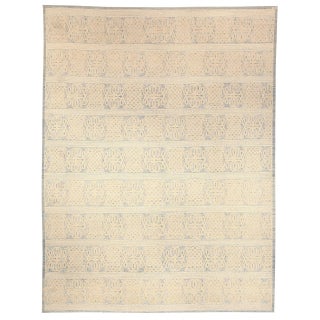Modern Vespero Beige, Blue and White Hand Knotted Wool Rug by Doris Leslie Blau For Sale