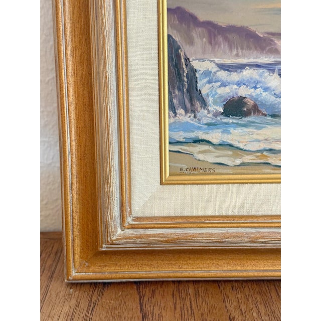 Ocean Tide at the Cliffs Oil Painting on Board by Southern California Artist Burl E. Chalmers For Sale - Image 4 of 11