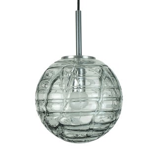 Mid-Century Pendant Lamp in Clear and Smoke Grey Glass and Metal from Doria-Leuchten, 1960s-1970s For Sale