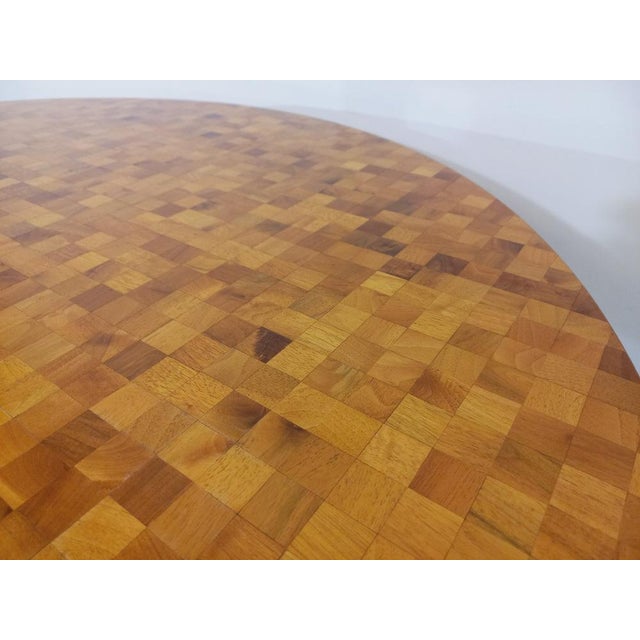Vintage Round Dining Table in Wood Mosaic Teak and Walnut with Extensions by Dieter Waeckerlin, Swiss, 1960s For Sale - Image 6 of 18