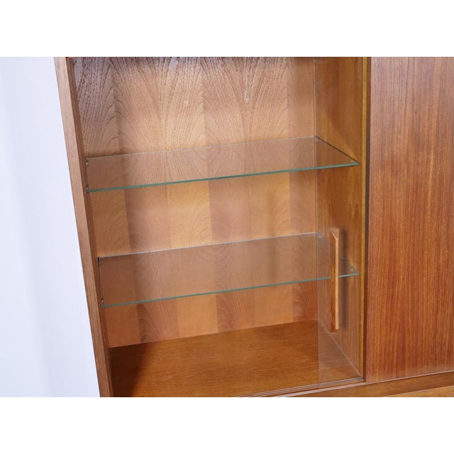 Mid-Century Modern Teak Highboard with Glass Display Case and Sliding Door, 1960s For Sale - Image 14 of 15