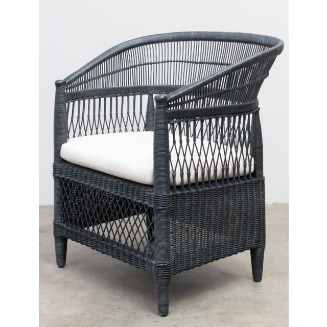 Traditional Late 20th Century Pair of Painted Wicker Chairs For Sale - Image 3 of 12