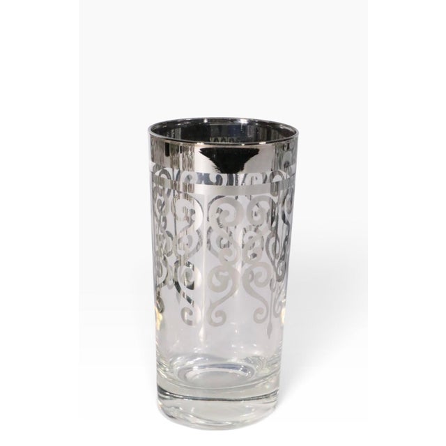 Mid 20th Century Mid 20th Century Hollywood Regency Silver Overlay Highball Glasses - Set of Five For Sale - Image 5 of 7