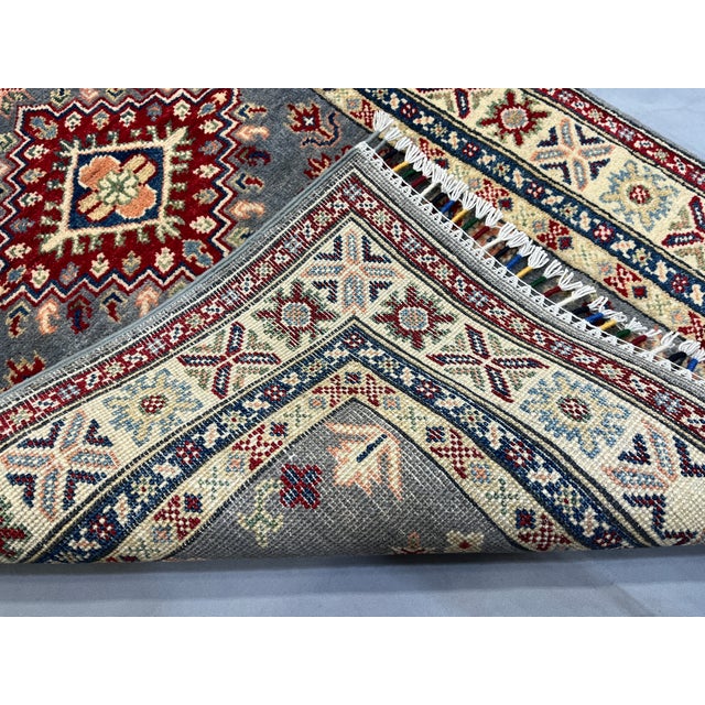 Charcoal Gray, Cream and Red Kazak Wool Runner Rug, 2'8" X 9'6" For Sale - Image 17 of 17