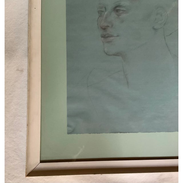 Mid-Century Modern 1960s Portrait Drawing of a Woman Gallery Framed For Sale - Image 3 of 10