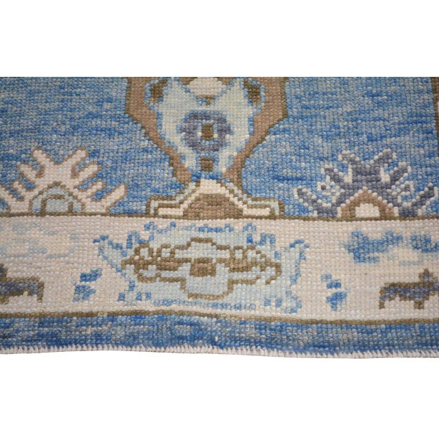 Turkish Turkish Oushak Hand Knotted Wool Rug, 3'5''x13'8'' For Sale - Image 3 of 5