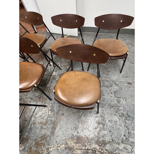 District Eight District Eight Kink Leather Dining Chairs, Set of Eight For Sale - Image 4 of 12