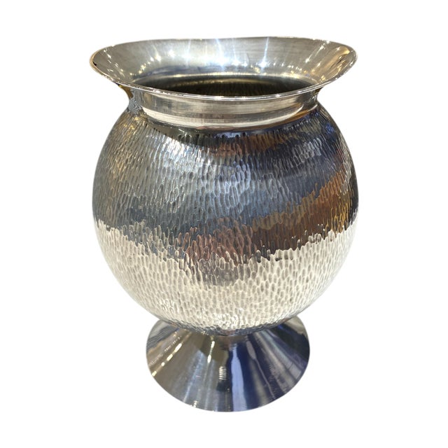 Vintage Italian Silver Plate Hand Hammered Vase For Sale In San Francisco - Image 6 of 18
