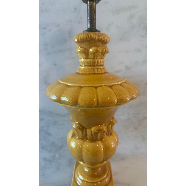 Mid Century Italian Style Mustard Yellow Ceramic Table Lamp For Sale In Austin - Image 6 of 9