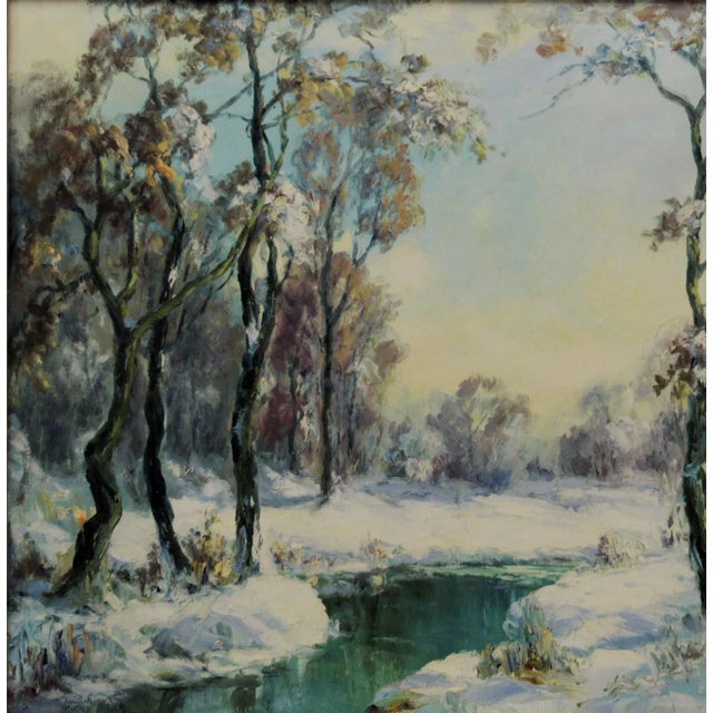 Impressionist Elmer Berge, Winter Landscape, Circa 1935 For Sale - Image 3 of 6