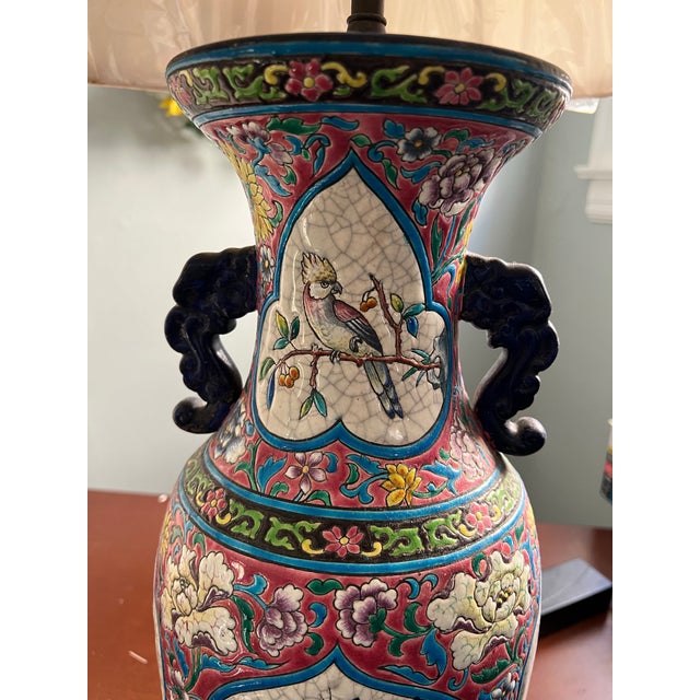 Mid 20th Century Chinese Porcelain Chinoiserie Vase Table Lamp - Set of 2 For Sale - Image 10 of 11