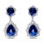 18K White Gold Blue Sapphire and Diamond 2.00 Cttw Diamond Halo Drop and Dangle Earring (G-H Color, For Sale