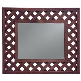 Vintage Rustic Traditional Hand-Made Solid Wood Lattice Wall Mirror For Sale