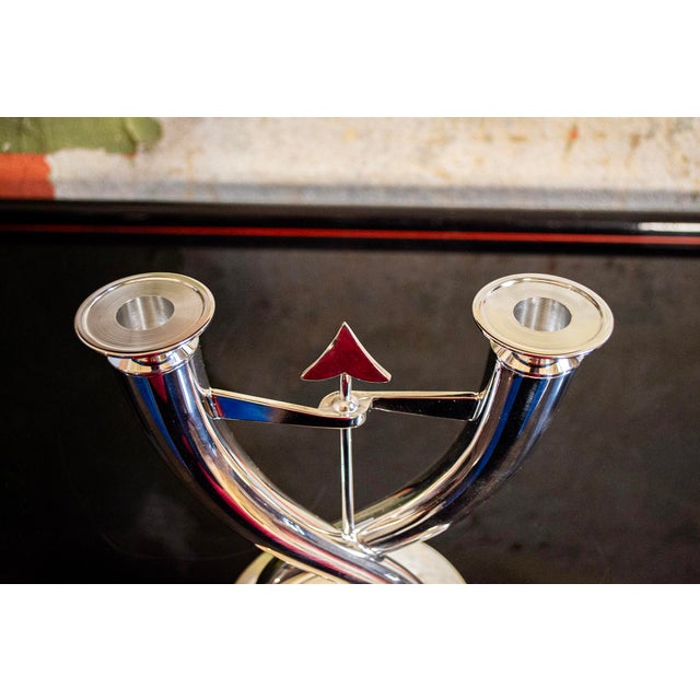 Mid-Century Modern Fleche Silver-Plated Candelabra by Gio Ponti for Christofle, 1928 For Sale - Image 3 of 8
