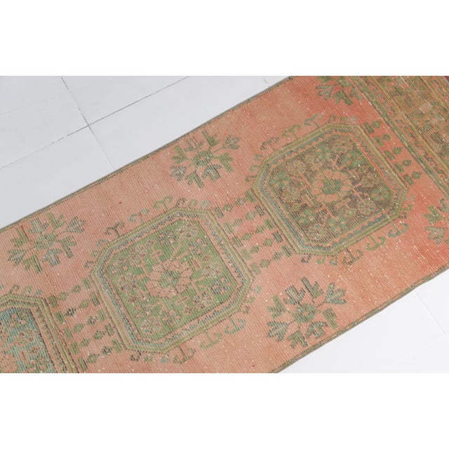 Light Pink 1960s Light Pink Low Pile Oushak Runner For Sale - Image 8 of 10