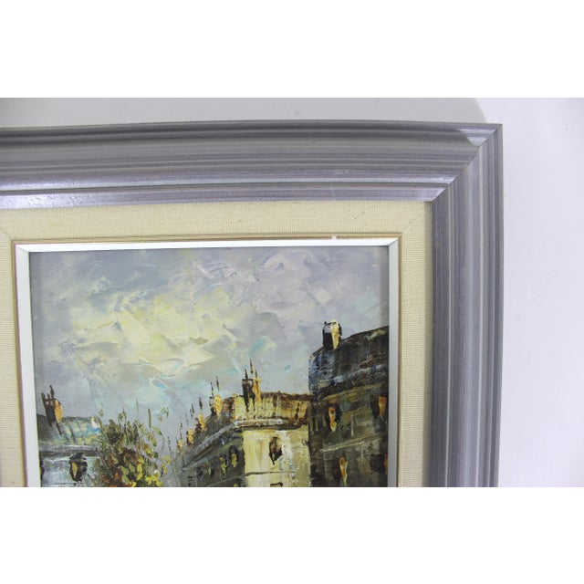 Gray 1950’s Signed Caroline Burnett Paris France Oil Painting, Framed, Small Original Art Vintage European City Scene For Sale - Image 8 of 9