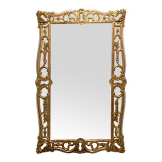 19th Century Large Louis XV Style Gilded Antique Floor Mirror For Sale