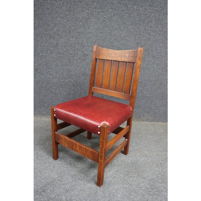 Warren Hile Studios Mission Oak Arts & Crafts Desk Chair For Sale - Image 4 of 12