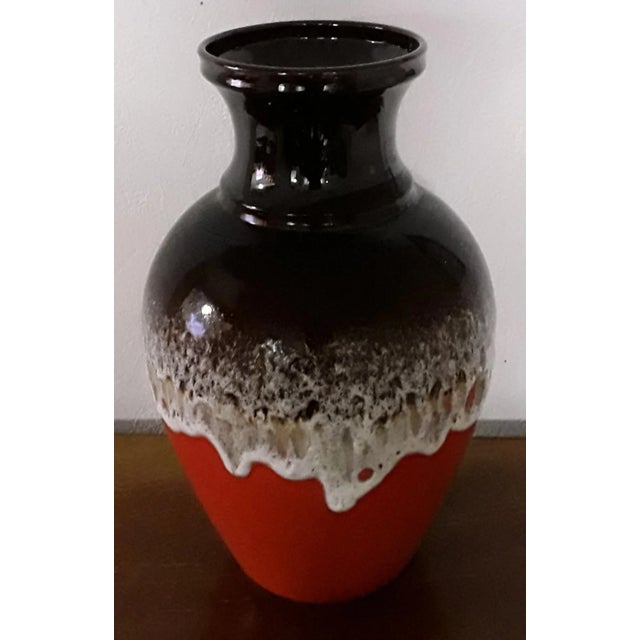 Fat Lava Style Ceramic 66 40 Vase in Red, Brown & Gray from Bay Keramik, 1970s, in Good conditions. Designed 1970 to 1979...