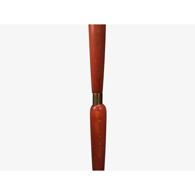 1950s Mid Century Modern, Double Light Floor Lamp, Wood, Brass, Fabric For Sale - Image 9 of 12