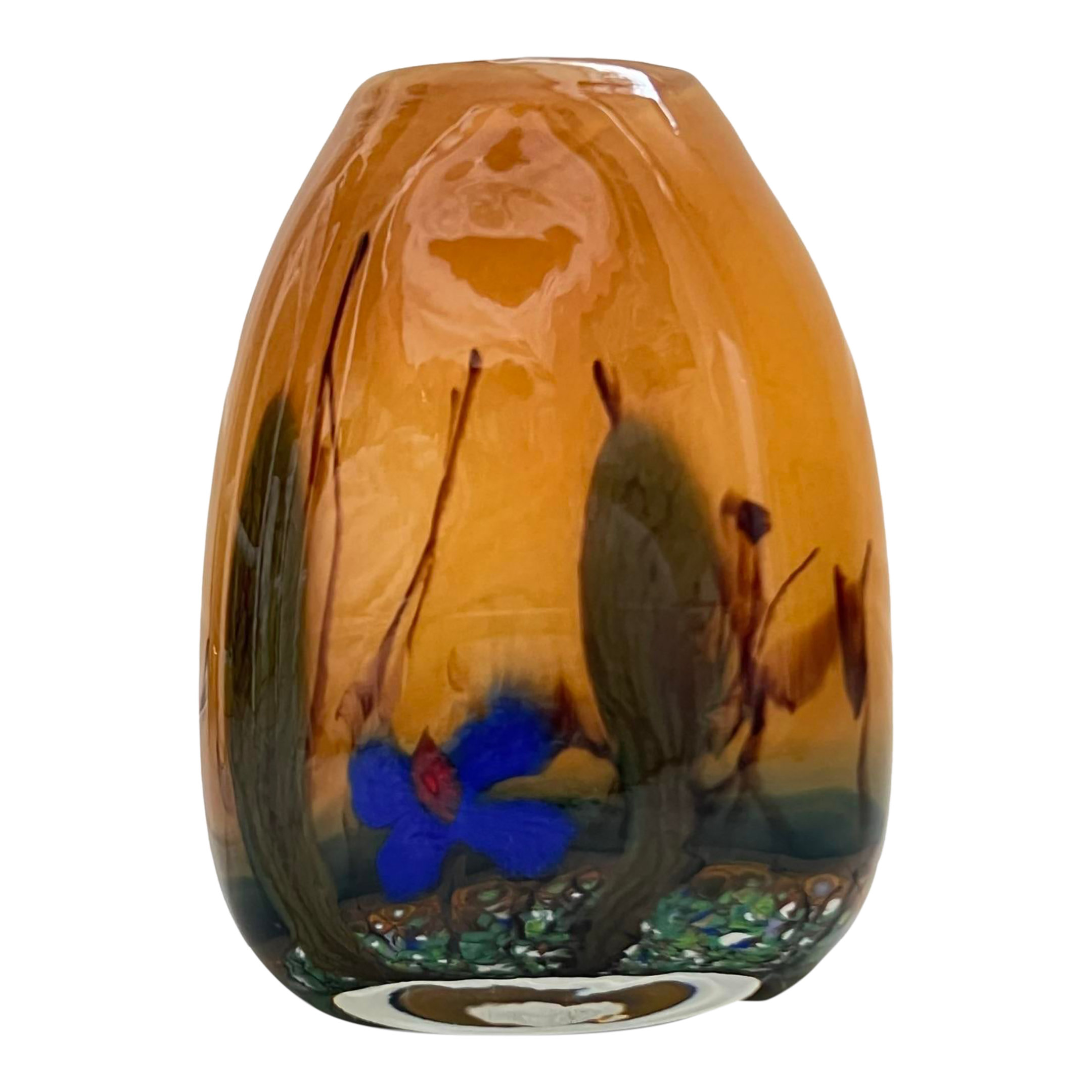 Vintage Mihai Topescu Large Signed Art Glass Vase, a Masterpiece