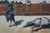 Late 20th Century Bullfight Death of the Bull Oil Painting on Canvas After Édouard Manet 33" For Sale - Image 9 of 11