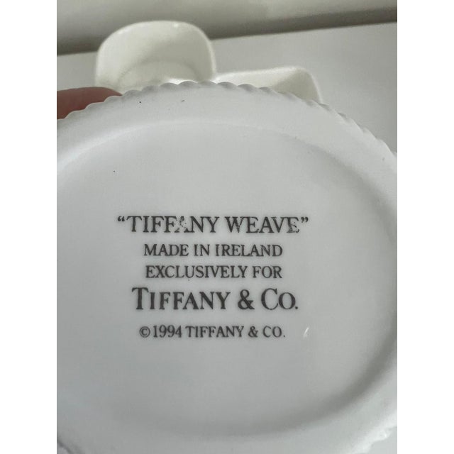 Vintage 1994 Signed Tiffany & Co. "Tiffany Weave" White Ceramic Serving Basket - Ireland For Sale In Philadelphia - Image 6 of 6