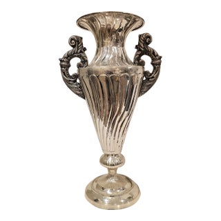 Elegant French-Style Silver-Plated Vase For Sale