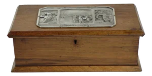 Antique Italian Art Nouveau Silver Plaque Wood Box by Luigi Genazzi, 1890s