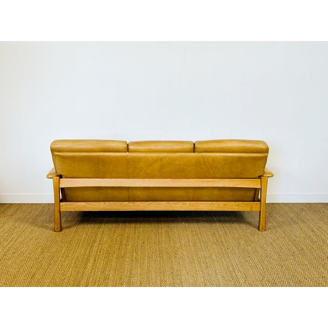 Scandinavian Living Room Set in Leather and Oak in the style of Pierre Chapo, 1960s, Set of 3 For Sale - Image 10 of 18