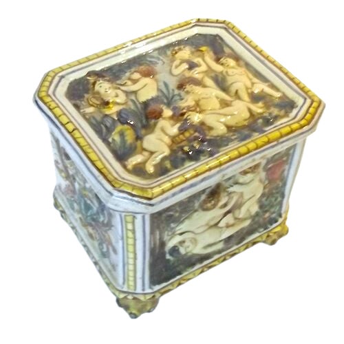 Vintage Italian Ceramic Cherub Lidded Box For Sale - Image 4 of 9