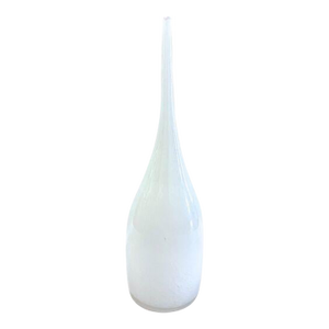 Vintage Abstract Tall White Glass Vase